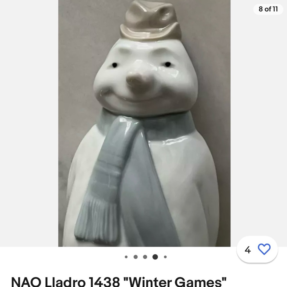 NAO Lladro 1438 “Winter Games” Snowman with child and puppy dog Figurine